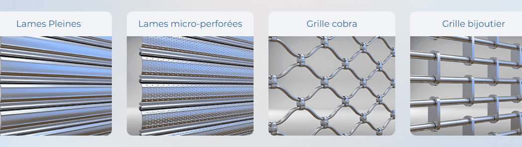 Types de rideaux et grilles métalliques