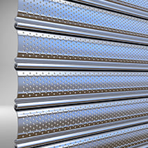 Rideau métallique à lames micro-perforées